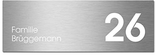 MOCAVI Stick 435 Briefkastenschild mit Hausnummer und Namen Edelstahl V4A graviert, groß, selbstklebend, modernes Design, passend für Letterman 4 und 5