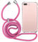 MyGadget Funda para iPhone 7 Plus | 8 Plus - Carcasa con Cuerda en Silicona TPU Suave con Cordón - Case y Correa Adjustable - Rosa