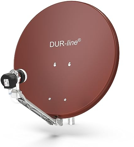 DUR-line 1 Teilnehmer Set - Qualitäts-Alu-Satelliten-Komplettanlage - Select 60cm/65cm Spiegel/Schüssel Rot + Single LNB - für 1 Receiver/TV [Neuste Technik, DVB-S2, 4K, 3D]