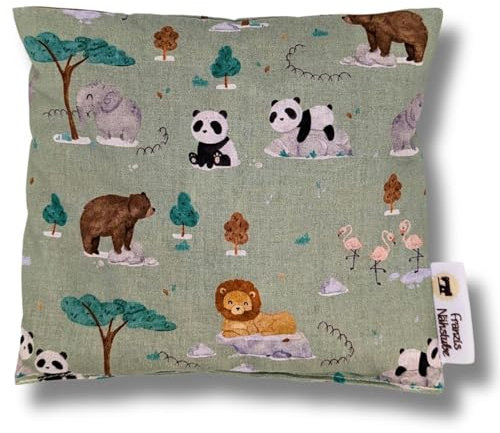 Franzis Nähstube 20x20cm Dinkelkissen Wildlife in 100% Baumwolle I Körnerkissen Dinkel 20x20 für Mikrowelle I Wärmekissen, Dinkelkernkissen, Nackenwär