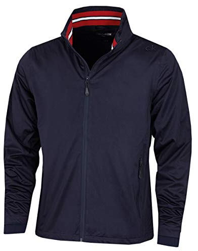 Calvin Klein Herren Kragen Details wasserdichte Golfjacke - Marine/Rot - XXL