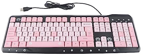 Plyisty Clavier Rose/Noir/Violet, Clavier Ergonomique Ultra-Mince Filaire USB, Clavier de Jeu de Dessin animé Mignon, pour Ordinateur de Bureau PC Portable, pour Jeu et Bureau(Noir)