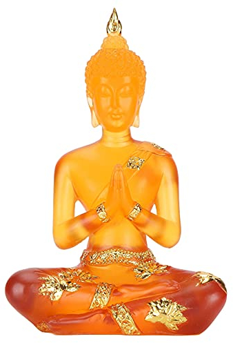 Tomotato Sitzend Buddha Statue 18cm Harz Transparent Thai Buddhafigur Skulptur, Feng Shui Zen Zang Buddhismus Deko für den Innen- und Außenbereich Balkon, Garten, Terrasse, Veranda