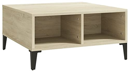 vidaXL Couchtisch mit 4 Fächern Beistelltisch Wohnzimmertisch Kaffeetisch Sofatisch Teetisch Tisch Wohnzimmer Sonoma-Eiche 60x60x30cm Holzwerkstoff