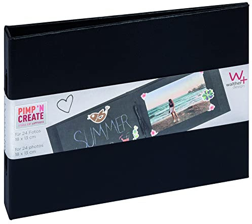 walther design Fotoalbum schwarz 15 x 20 cm mit Kordelbindung PIMP AND CREATE MA-099-B