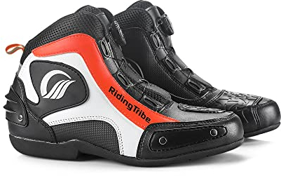 Msport Stivali Moto scarpe per Motociclisti Antiscivolo Traspirante - 40 EU Rosso