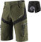 BERGRISAR Culotte Ciclismo Hombre Pantalon MTB y Bicicletas de montaña, Bolsillos con Cremallera, Resistente al Agua, Transpirables 1806BG, Acolchado extraíble Verde, X-Large