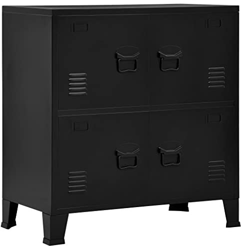 Vertikaler Kleiner Spind Aktenschrank Stahlschrank mit 4 Türen, Industriell Büroschrank Metallschrank Lagerschrank Universalschrank für Mitarbeiter, Zuhause, Büro, Schule, Kinder, 75x40x80 cm Stahl