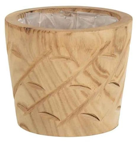 Paris Prix Cache-Pot en Bois Encoches 20cm Naturel