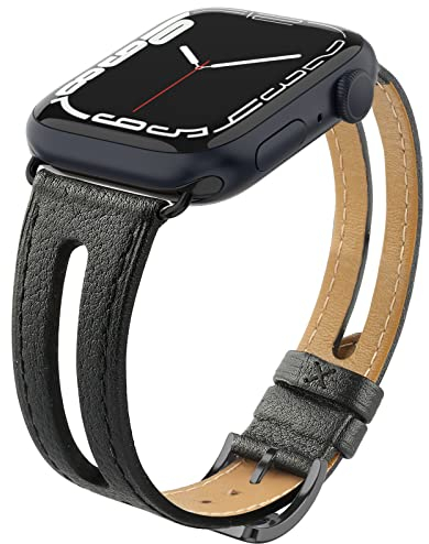 Tuocal Lederband Kompatibel mit Apple Watch Armband 42mm (Series 10) 41mm 40mm 38mm, Schlankes Weiches Echtleder Ersatzarmband für iWatch Series 10 9 8 7 6 5 4 3 2 1 SE Sport Edition Damen