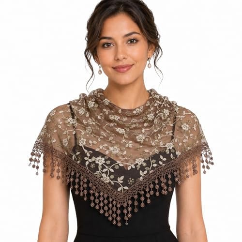 MAIRY Scarfs for Women Ladies Elegant Lace Tassel Shawl Scarves Hair Wrap Triangle Scarf FL-M09
