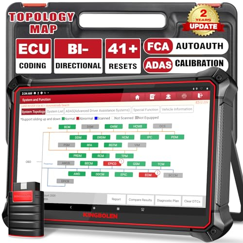 KINGBOLEN K10 PRO Obd2 Diagnosegerät,Bi-Direktionale OE-Level Alle Systeme OBD2 Diagnosegerät Auto mit Topologie-Karte,ECU Codierung,Diagnosegerät KFZ mit FCA Can FD und DOIP,50 Dienst Zurücksetzen.