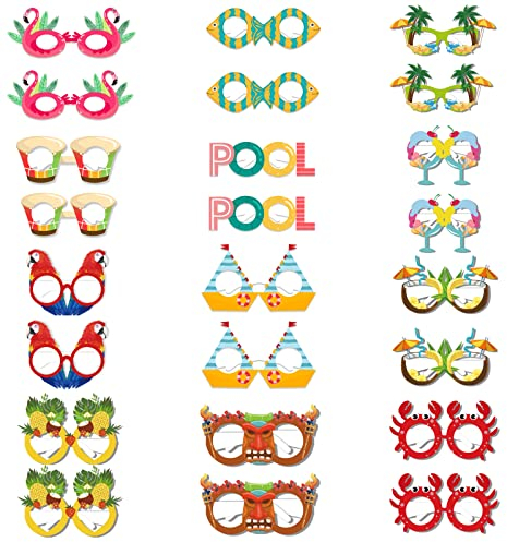 BSITSSS 24 Stück Partybrillen, Iustige Brille Karneval Brille, Party Zubehör Fasching Brille, Partybrille für Hawaiian Tropical Brille Strand Thema Dekoration, Party Zubehör, Foto Requisiten