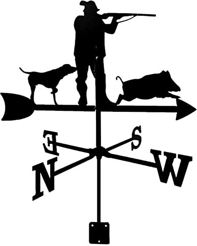 Windfahne, Wetterfahne aus Metall, Jäger-Windrichtungsanzeiger, Metall, Geschenk den Dachgarten, Wetterfahne, Gartenpfahl, Messwerkzeug, Dachmontage, Dekoration