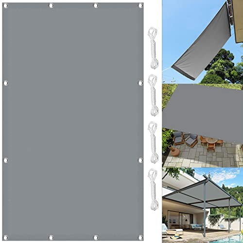 Vela Ombreggiante Parasole Rettangolare 1.2 x 2.6 m 98% Anti-UV Vela Ombreggiante per Balconi con Occhielli Fascette per Piscina Piante Villa Serre, Grigio Chiaro