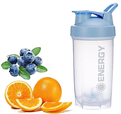 KHAOP Protein Shaker Bottle with Mixball - 500ml Gym Cup BPA and DEHP Free Leakproof for Pre Workout Mixer for Protein Powder Shakes & Supplement Shaker Bottle (Blue)