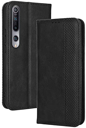 RankOne Flip-Lederhülle handyhülle für Xiaomi MI 10 5G (6.67 Inches) Schwarz