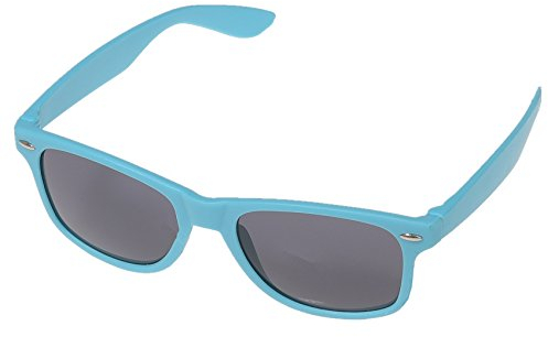 Miobo Sonnenbrillen Party Brillen 1980 style Retro Atzen Nerdbrille Hornbrille Sonnenbrille oder Klarglas Schwarz (Hellblau Sonnenbrille)