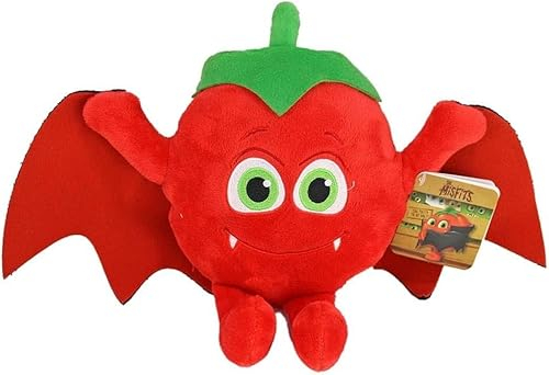 Kuscheltier Plüschtier The Misfits Stofftier ca. 26 cm Kissen Gemüsekorb, Speise Obst Zubehör für Kaufladen und Kinderküche für Mädchen, Jungen & Babys Flauschiges Stofftier (Tomate Dracula 26 cm)