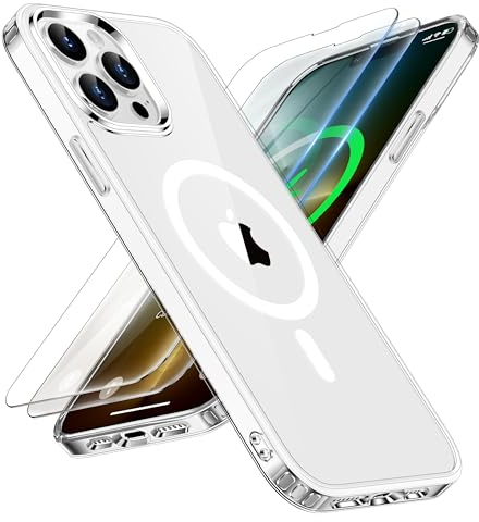 ORETECH Magnetisch für iPhone 13 Pro Max Hülle, [Kompatibel mit Mag-Safe][2X Displayschutzfolie], Handyhülle iPhone 13 Pro Max, Stoßfest Schutzhülle Transparent Hülle iPhone 13 Pro Max, Durchsichtig