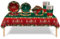COSORO 69Pcs Christmas Party Tableware Plastic Table Cloth Cover,Paper Plates,Napkins and Cups for Xmas Party Table Decorations,Red Green Merry Christmas Dinnerware Set for Christmas Party Supplie