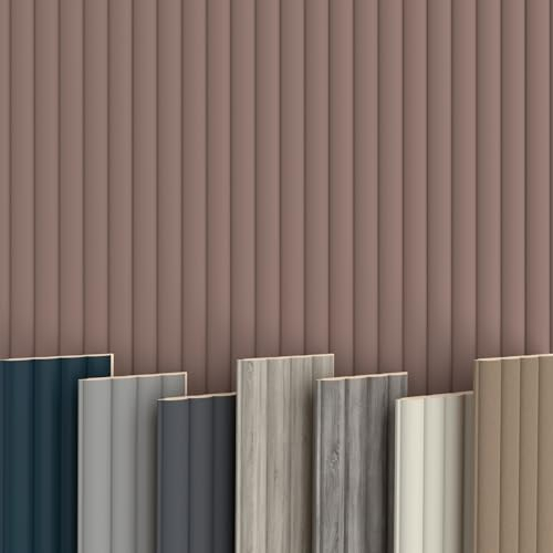 WAVE Lamellen 2,75m HEXIM - MDF Holz Lamellenwand Wandpaneele Lamellenverkleidung Wandverkleidung Lamellenpaneele Holzpaneele Natur (8 Paneele & Zubehör, Wave De Luxe Mauve)