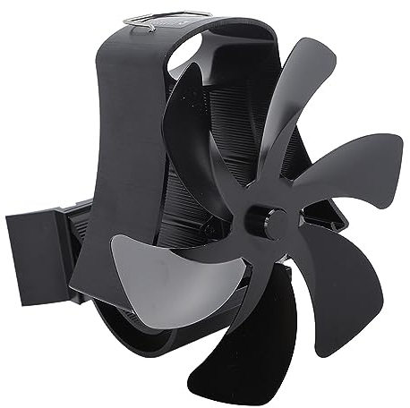 6-Blatt-Magnet-Wandhalterung, Wärmebetriebener Ofenventilator, Rohr, Kaminventilator, Magnetische Installation für Holz, Gas, Holzofen (Black)