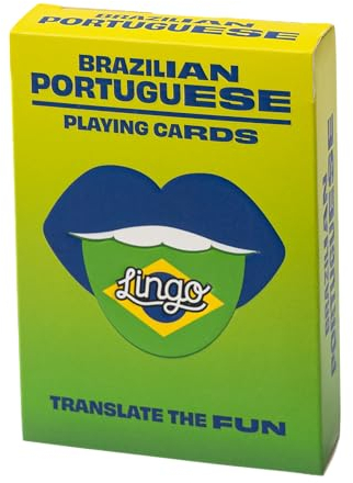 Brasilianische Portugiesische Lingo Spielkarten | Reise-Lernkarten | Lernen Sie brasilianischen Wortschatz auf lustige und einfache Weise | 52 wichtige Übersetzungen