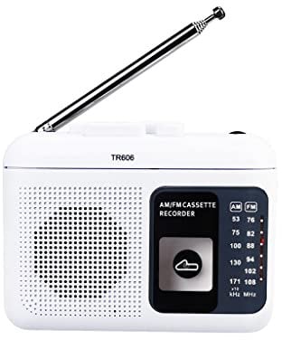 DLOETT Cassette Playback Radio FM/AM Portable Radio Voice Recorder Support Built-in/External Microphone Recording