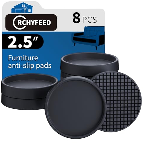 RCHYFEED Antirutsch Pads, 8Pcs Sofa Stühle Füße Stopper, 2.5inch rutschfeste Füße Protector Pad, Anti-Rutsch-Pads für Möbelrollen, Ideal für Fliesenböden, Holzlaminatböden, Bodenschutz- Schwarz