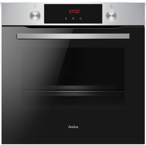 Amica EBPX 945 600 E EEK: A+ XXL Einbaubackofen, 60cm breit, 77L, 3 Pyrolyseprogramme, RapidWarmUp, versenkbare Knebel, Timer, Halogenbeleuchtung, Edelstahl