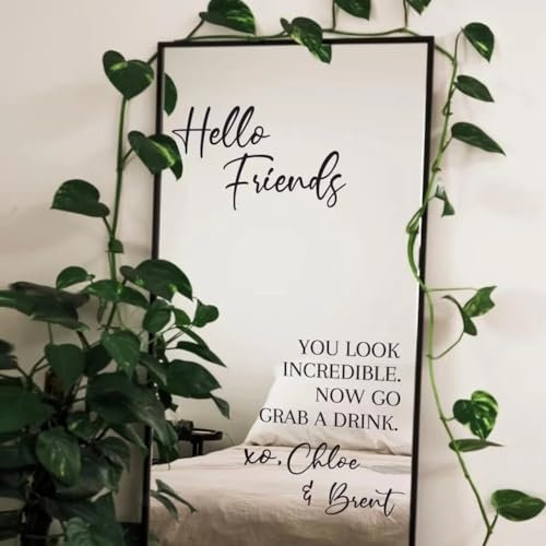 Nom Personnalisé Panneau D'Entrée De Mariage Autocollant Miroir De Bienvenue – Autocollant En Vinyle Pour Réception De Mariage,Décoration D'Intérieur,Personnalisé,61 × 43 Cm