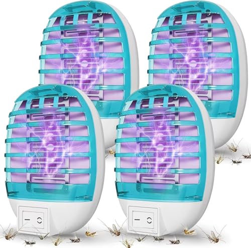 Lampe Anti Moustique, 4 Pack Électrique Anti Moustique, UV Tueur d'Insectes Électrique Lampe Anti Mouche Prise, Anti Insectes Répulsif Sûr et Efficace pour Camping Intérieur Extérieur Jardin Terrasse