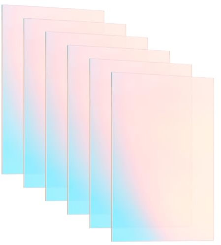 PH PandaHall 6 PCS schillernde Acryl-Blätter Farbige Kunststoffplatten Transluzente Plexiglasplatte Acrylplatte leicht zu schneiden für DIY Display Kunsthandwerk Schneiden Schilder 18x12cm