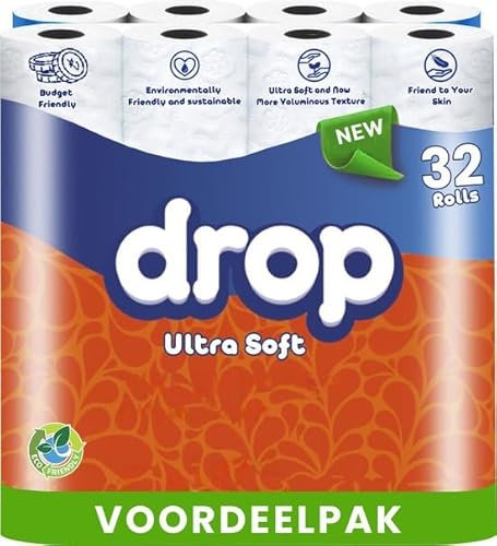 Drop - Papier toilette ultra doux – 32 rouleaux de papier toilette – 2 couches