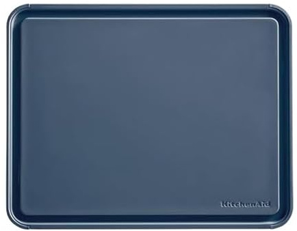 KitchenAid Klassisches Kunststoff-Schneidebrett mit umlaufendem Graben und rutschfesten Kanten, spülmaschinenfest, 27,9 x 35,6 cm, Tintenblau