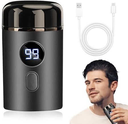 Tragbarer Elektrischer Mini Rasierer, Mini Rasierer Herren Kapsel Rasierer Mini Elektrorasierer USB Waschbarer Mini Shaver Reise-Nass-Trockenrasierer für Damen Herren (Grau)