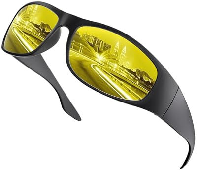 grinderPUNCH Schwarze Sonnenbrille mit super dunklen Gläsern | Reiter im Biker-Stil | Wrap-Around-Rahmen (Matter Rahmen/gelbe Gläser)