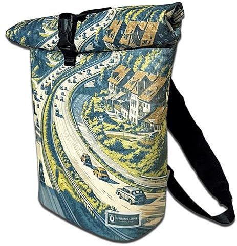 Generisch Rucksack Autobahn mit Rollverschluss Handgefertigter aus Deutschland mit Laptopfach – Nachhaltig, Wasserdicht & Kunstwerk-Design