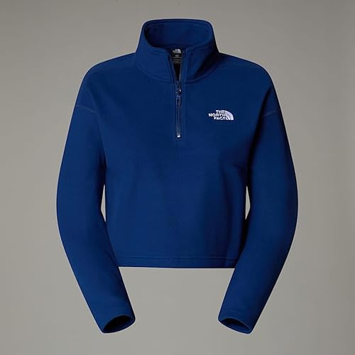 The North Face Women's 100 Glacier Cropped 1/4 Zip Sweatshirt, Estate Blue, L