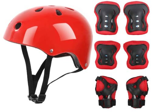 Juego de bicicleta con rodilleras, coderas, muñequeras, 7 piezas de casco ajustable para niños y niñas, 3 a 14 años, equipo de protección para niños, casco de bicicleta para patinaje, deportes,