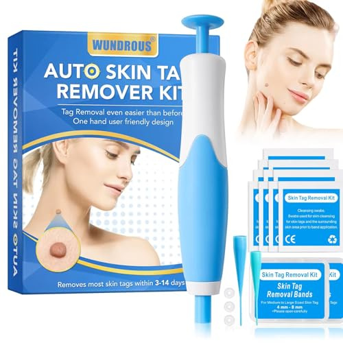 WUNDROUS Skin Tag Remover Kit for Size Small & Medium with 40 pcs Removal Bands, Painless and Easy Remove Skin Mole Tag, Skin Tags Fall Off Remover Set for Women
