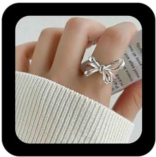 Enautoabs Minimalistischer Versilberter Schleifenring Polierte Schleife Knoten Offene Ringe Verstellbare Fliege Fingerring Metall Schleife Knoten Ringe Schmuck Für Frauen