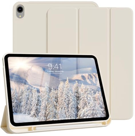 ZOPSGYU Hülle für iPad A16 11/10 Generation (Modell 2025/2022, 11/10,9 Zoll), Flexible TPU Rückseite, Stoßfeste Schutzhülle mit Stifthalter, Auto Schlafen/Wachen, Weiß