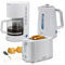 briebe Elegance Set Tostadora Pan Ranura Ancha 2 Rebanadas + Hervidor Agua Eléctrico 1,7L Inalámbrico 2200W Libre BPA + Cafetera Goteo Filtro 10 Tazas 1,25L, Pack Desayuno Diseño Moderno, Blanco