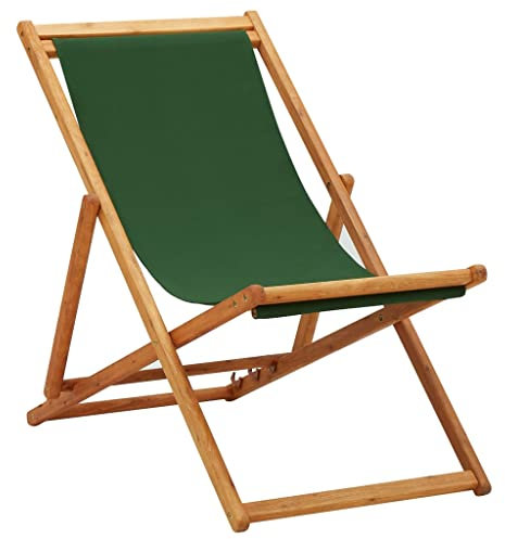 Lauuoeriau Haus & Garten, klappbarer Strandkorb, Eukalyptus, Holz und Stoff, Grün