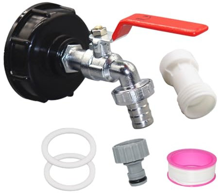 Robinet Cuve 1000l IBC Raccord Robinet avec Raccord De Tuyau 1/2/3/4, Adaptateur De Réservoir De Vidange, pour Robinet De Jardin, pour D'adaptateur De Cuve