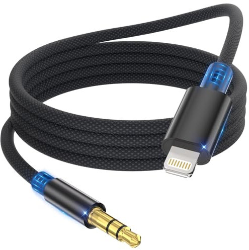 Deuomerk Cable auxiliar para coche de 1,2 m para i Phone, [certificado MFi] 3,5 mm Aux a Light-ning Cable de audio HiFi compatible con i phone 14/13/12/11/X/8/7 para coche/auriculares/altavoces/color
