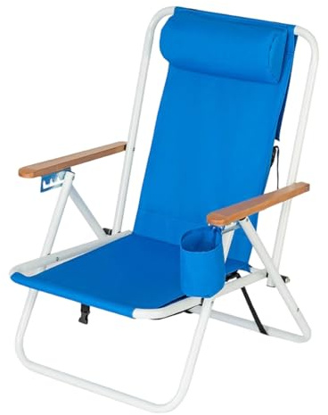 Generisch Strandstuhl, Rucksackklappstühle für außen, Leichter Liege mit Tassenhalter, tragbarer Sitz für Erwachsene Rasen Sand Sommer im Freien Picknickreisen