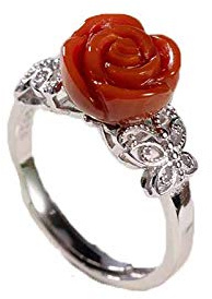 AITEKODVG 925 gioielli ad anello di fiori rosa rosso d'argento nel sud